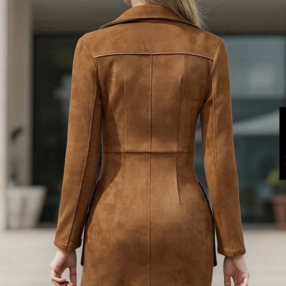 Western Style Embroidered Tassel Long Sleeve Brown Mini Dress - Medium NWT - Picture 2 of 6